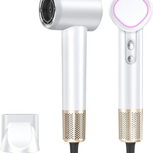Hair Dryer Ionic, 150,000 RPM Hair Dryers for Women w/Ceramic Technology Nozzle for Fast Drying High Speed Blow Dryer 3-Speed Thermo Control Professional Low Noise Design for Home Travel Salon(White)