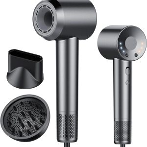 Hair Dryer, 160000 RPM Professional High Speed Ionic Blow Dryer Negative Ions & Heat-Control & 59dB Noise Hairdryer for Faster Drying All Hair Types, No Heat Damage